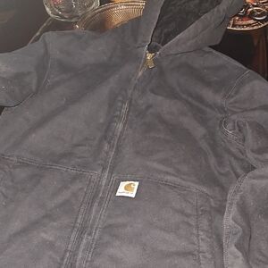 Carhartt Black Zip Hooded Insulated Jacket with Logo Patch XL